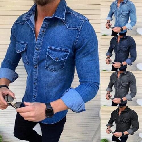2020 New Mens Jacket Casual Solid Color Denim Jacket Fashion Slim Fit Shirt Denim Jacket High Quality Streetwear Coat