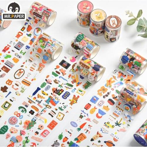 Mr.Paper 60mm*3m Travel Around Series Cartoon Style Cute DIY Creative Hand Account Decor Basic Material Collage Washi Tapes