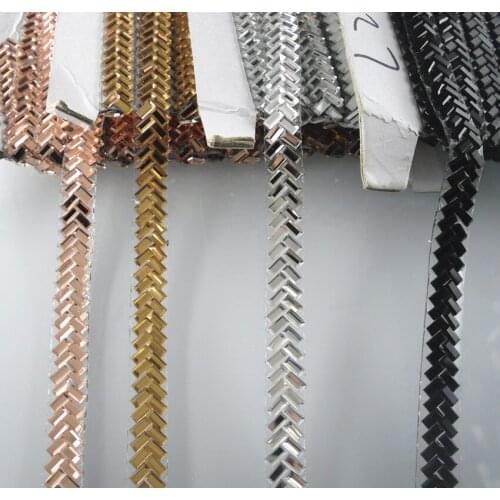 Hotfix rectangle 2x6mm glass crystal faceted rhinestones tape clothing shoes bag applique wedding decorations chain 20cm L23