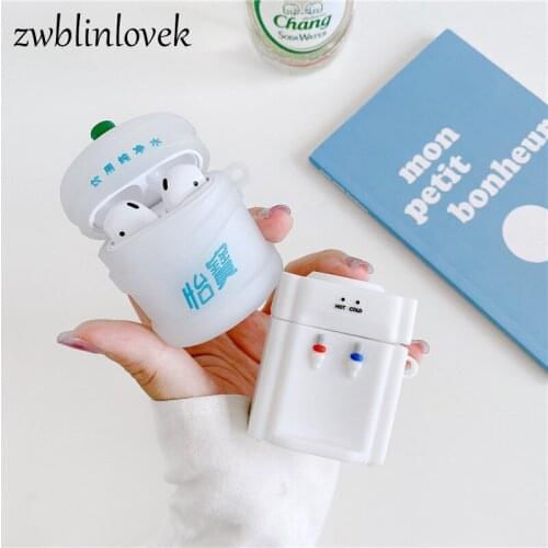 Cute soft 3d water dispenser case for airpods 1 2 pro charging case silicone shockproof earphone protective cover coke keychain