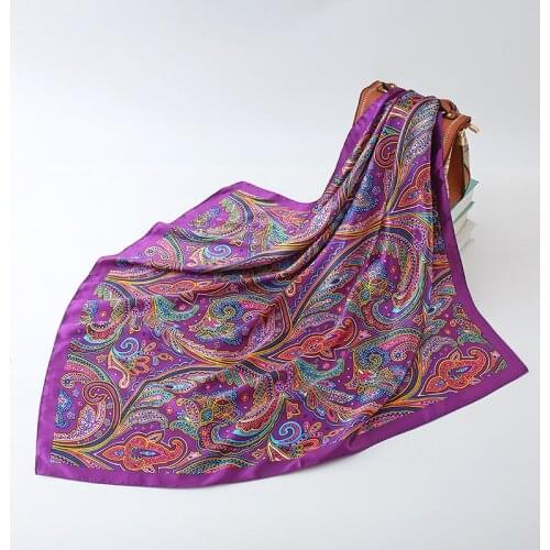 Fashion Paisley Print Shawls and Wraps Women Hair Scarf Neckerchief Silk Satin Hijab Scarfs Female 90*90cm Bandana Head Scarves