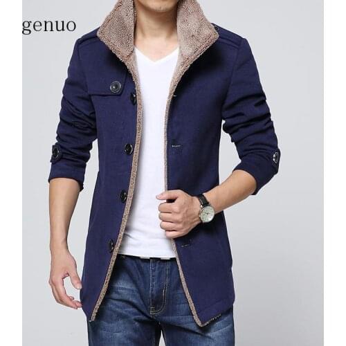 Mens Jackets And Coats Conventional Single Breasted No Pockets Solid Hot Sale New Mens 2018 Winter Jacket Collar Material Lamb