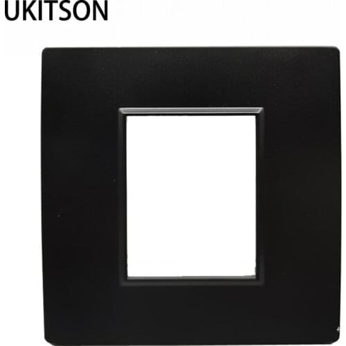 86x86mm Black Color 2 Ports Wall Panel Outlet Fit For Two Socket Slots Blank Board Cover
