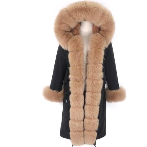 7XL women X-long waterproof parka Winter jacket faux fur linner natural raccoon fox fur collar hood warm streetwear Female