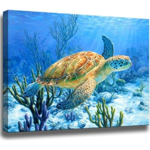 Full Square Round Animal Embroidery DIY Diamond Painting Turtle Diamond Art Mosaic Underwater scenery Handicraft Diamant Paint