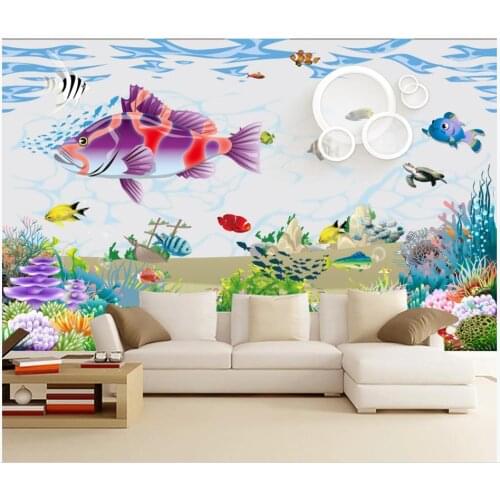 Custom photo wallpaper for walls 3 d childrens room underwater world murals simple background wall decorative painting