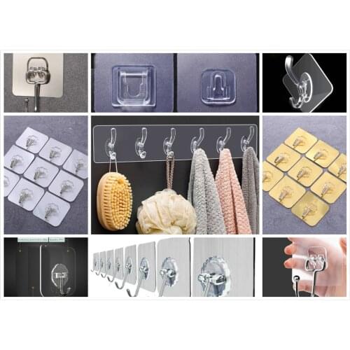 Hooks Transparent Strong Self Adhesive Door Wall Hangers Hooks Suction Heavy Load Rack Cup Sucker for Kitchen Bathroom