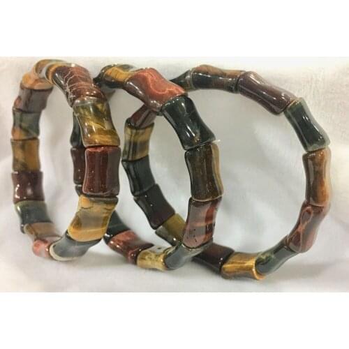 Wholesale new Natural 10X14MM Multicolor Spareribs Tiger Eye Stretch Bracelet 7.5"AAA