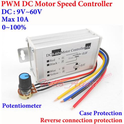 DC 12V 18V 24V 36V 48V dc 10A motor speed regulator 0-100% PWM Motor Speed Controller Switch Module Metal Cover