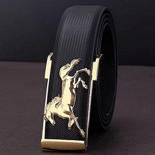 Black Belts For Women Gold Buckle Gold Horse Leisure Leather Belt Buckles Men Strap Business Waistband Tactical Belts ремень