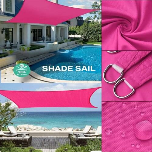 Rose Red 300D Waterproof Polyester Square Rectangle Shade Sail garden terrace Canopy swimming Sun shade Camping Yard sail awning