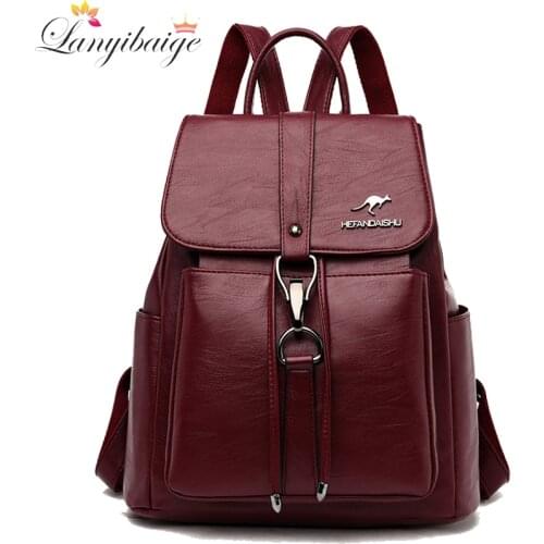 High Quality Leather Backpack Women pu Leather Travel Backpack School Bags for Teenager Girl Sac Ladies Shoulder Bags Mochila