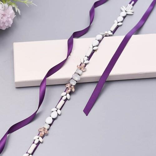 ZMS422 Fashion Opal Milk Rhinestone Bride Belt Wedding Accessories Bridesmaid Evening Dresses Sash Girl Party Prom Decoration