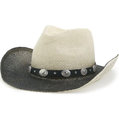 Summer sun hats straw white black patchwork panama derby straw hats natual raffia handmade casual outdoor beach summer hats new