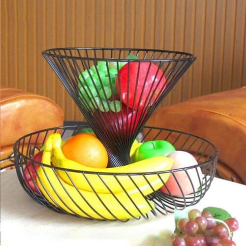 Creative Modern 2-Layers Metal Storage Display Stand Bowl Kitchen Fruit Basket Elegant Home Living Room Decor