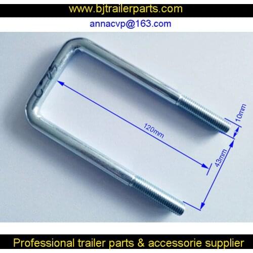 U bolt M10 x 43 x 120mm, trailer axle U bolt, trailer leaf spring clamp, zinc plated, Truck Trailer Ute trailer parts