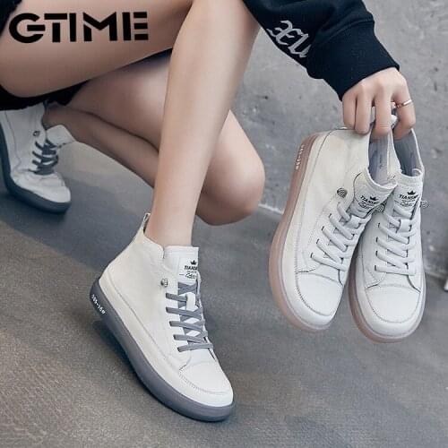 Genuine Leather Spring Women Sport Flats For Ladies Casual White Sneakers Shoes Woman Soft Bottom Cross-tied Footwear#SJPAE-510