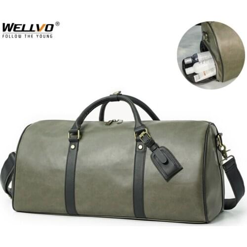 Large Capacity Travel Bags Luggage PU Leather Bag Waterproof Business Handbag Multifunction Duffle Shoulder Travel Bag X210C