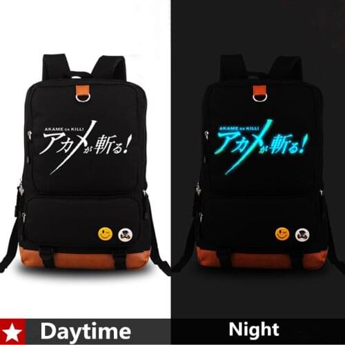 High Quality Anime Akame ga KILL Night Raid Luminous Printing Mochilas School Bags for Teenagers Canvas Military Backpack