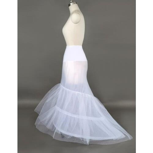 JIERUIZE White Mermaid Wedding Petticoat 2 Hoops Bridal Crinoline Bride Dress Underskirt Free Shipping