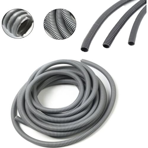PP15.8 PP21.2 Grey/White Flexible Corrugated Tube Hose 2~20m Long Polypropylene（PP) Cable Tubing Conduit Pipe Tubing Hose 1pcs