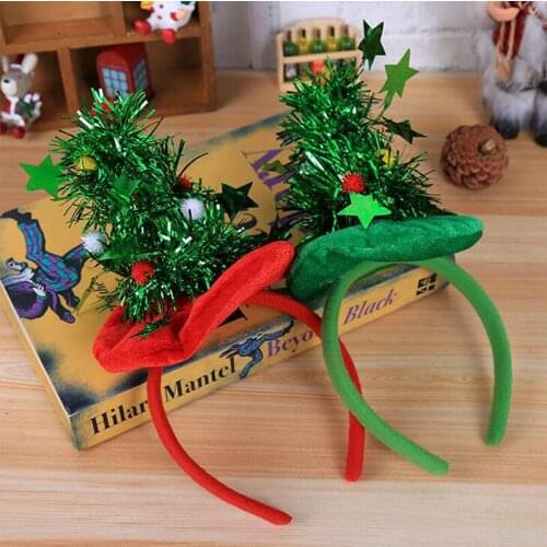 1pc Cartoon Sparkling Star Xmas Tree Christmas Headbands Hairpin Cartoon Xmas Hair Hoop Happy New Year Party Decor Kids Gift