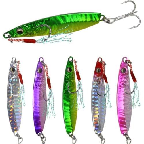 1PC Ocean Boat Fishing Hard Bait VIB Metal Laser long Range Casting Iron Plate Blood Treble Hook 18/25/35/45g Sea Fishing