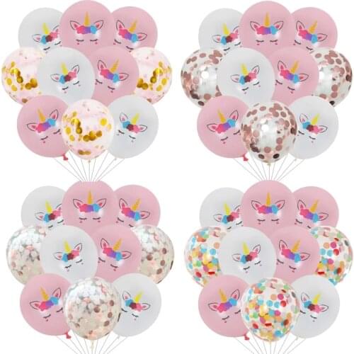 10pcs 12inch Birthday Cute Unicorn Balloons Latex Balloons Confetti Happy Childrens Birthday Balloons Air Party Unicornio