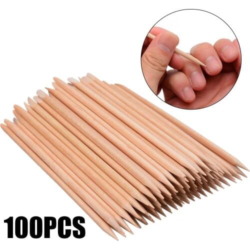 100pcs Nail Art Wood Pusher Wooden Remover Stick Sticks For Cuticle Manicure Pedicure Care Tool