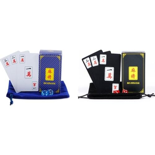 148 PCS Mahjong Cards Board Game PVC Frosted Plastic Cards Waterproof Travel Mahjong send Dice/Bag