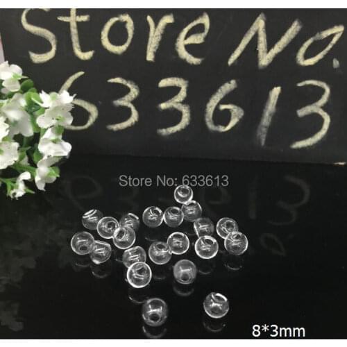 200pieces per lot 8mm glass globe with 3mm hole Glass bottle loket empty vial pendant jewelry findings empty ball