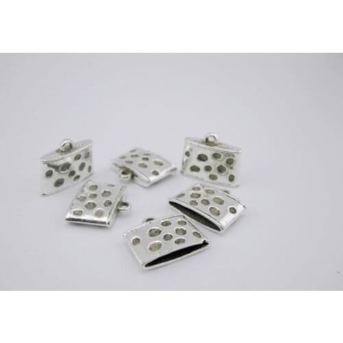 10sets 18x2.3mm Antique Silver Dotted Jewelry End Caps Clasp for 2.0mm Leather Bracelet Jewelry Findings--CLP1223