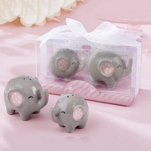 60pcs=30sets/lot Baby shower Mommy and Me Little Peanut Elephant ceramic Salt and Pepper Shaker Wedding Favors Free Shipping