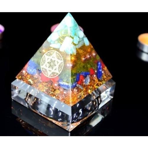 AURA REIKI Orgonite Energy Aogan Rune Pyramid Natural Chakra Spar Pyramid Purification Office Decorations For Best Friends Gifts