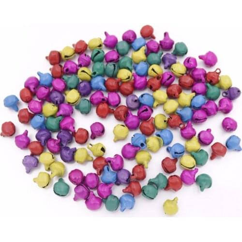 Bulk Lot 100 PCS Tiny 6X8mm Multi-Color Metal Jingle Bells For Crafts Chrismas