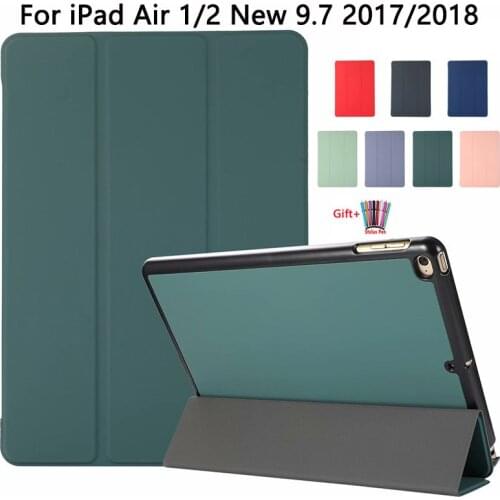 For iPad Air 1/2 Tabelt Case For iPad New 9.7 2017/2018 Tri-Foling Magnetic Stand Smart PU Leather Cover For iPad 9.7 2017 Funda