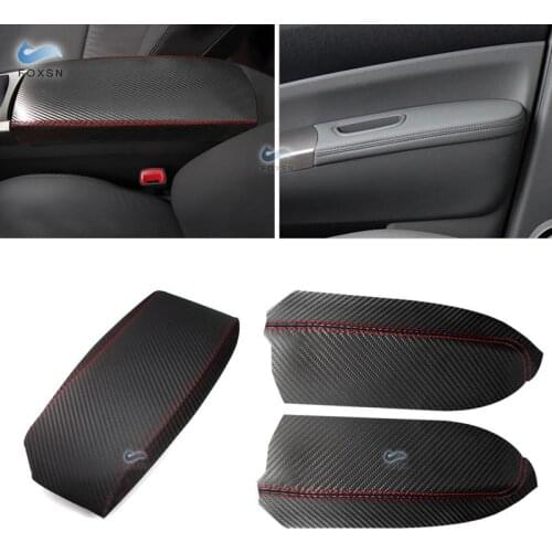 For Toyota Prius 2004 2005 2006 2007 2008 2009 Carbon Texture Leather 2pcs Front Doors / Center Armrest Cover Protective Trim