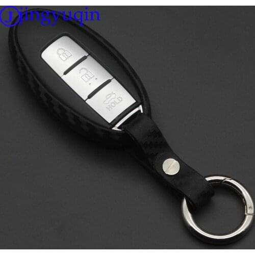 Jingyuqin 2/3B Carbon Silicone Car Key Case For Nissan Qashqai J10 J11 X-Trail t31 t32 kicks Tiida Pathfinder Murano Note Juke