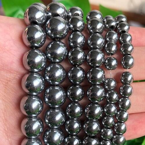 2 3 4 6 8 10mm Natural Stone White K Hematite Minerals Round Loose Beads for Jewerly Making DIY Bracelet Necklace 15'' Perles