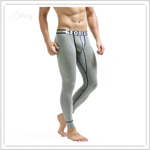 Hot Sale Mens Warm Long Johns Clothes Men Sexy Low Waist Cotton Slim Hip Leggings Tight Pants Male Body Long Pants Underwear