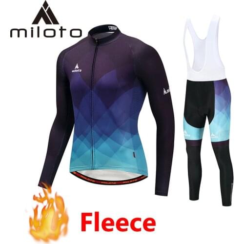 MILOTO winter cycling clothing maillot ciclismo thermal fleece long sets 2019 men mountain bike suits racing riding bicycle sets