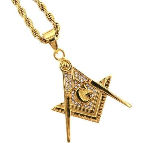 Trendy AG Masonic Pendant Necklace Mens Womens Necklace Fashion Bohemia Far Crystal Inlaid Pendant Accessories Party Jewelry