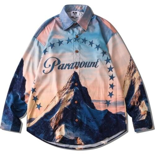 2020 Autumn New Mens Fashion Print Shirts Korean Style Long Sleeve Loose Oversized Shirt For Man Casual Couple Hemden Herren