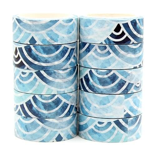 New 10pcs/lot 15mm X 5m Blue Round Stripes Decorative Paper Washi Tape DIY Scrapbooking Masking Tapes School Office Supply