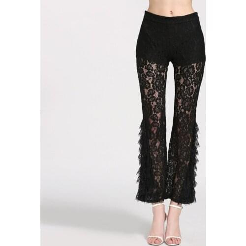 New summer lace Bell-bottom Fashion womens ninth pants D169