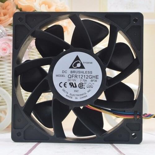 Original DELTA QFR1212GHE 12cm 12038 2.7A 120*120*38mm DC 12V 4-wire PWM Speed Control for Bitcoin Miner cooling fan