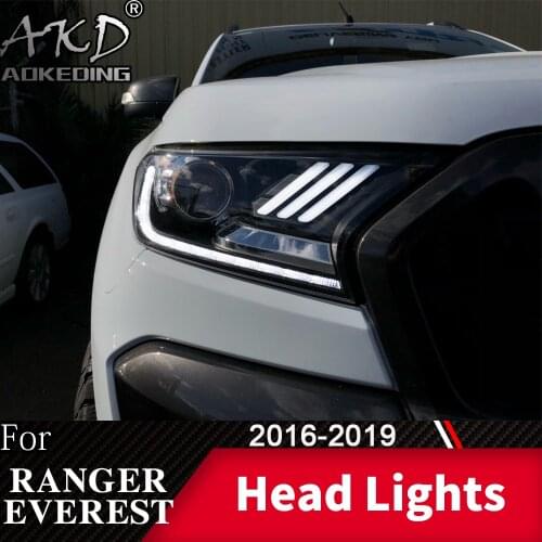 Head Lamp For Car Ford Ranger 2016-2019 Thunder Everest Headlight Fog Light Day Run Light DRL H7 LED Bi Xenon Bulb Car Accessory