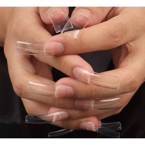 Fingerqueen 500Pcs Transparent Half Cover Artificial Fake Nails Square Nail Art UV Gel Nail Tips For Professional False Nails