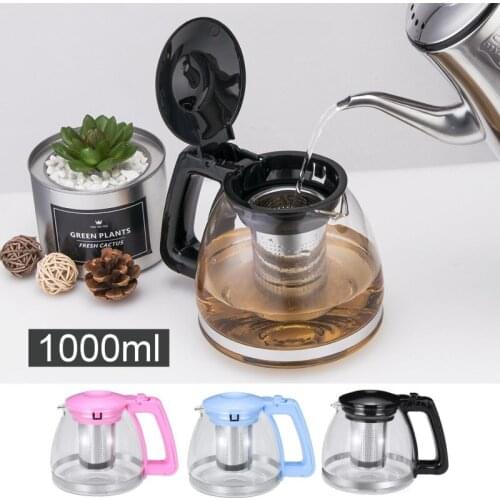 1000ML Clear Glass Tea Set Teapot Heat Resistant Infuser Tea Pot Strainer Kettle Teahouse Drinkware Home Office Teaware Set