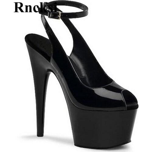 Rncksi 17cm High-Heeled New Women Summer Pole Dance Sexy Strap High Platform Open Toe Shoes Party Dance Shoes Sandals